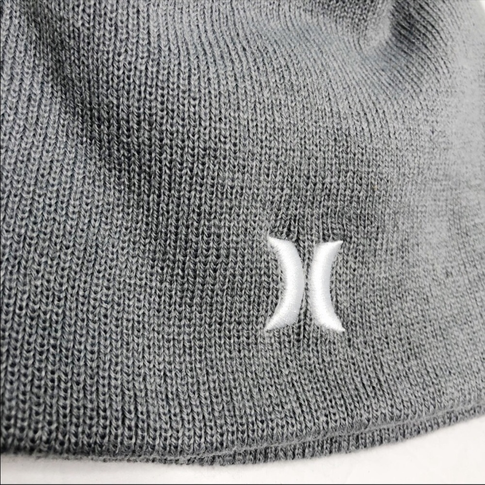 Hurley NEW Mens Icon Staples Beanie Gray White Scully Winter Knit - Picture 3 of 8